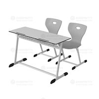 Mobilier de salle de classe scolaire Design ergonomique Double bureau d'étude ou de lecture en bois pour étudiant et chaise