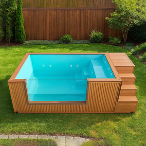 Piscina Personalizada de Contenedor de 20 Pies de Acrílico y Fibra de Vidrio con Mosaico de Madera, Spa, Piscina de Inmersión Caliente, Lujosa para Jardín Exterior sobre el Suelo - Product Image 1