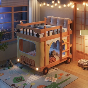Casa de autobús de dos pisos de madera maciza, tienda de campaña, litera para niños con luz LED - Product Image 2