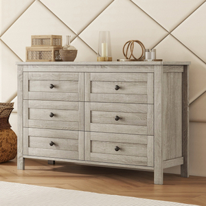 Elegant Modern Particle Board <b>Chest</b> of Drawers with 6 Drawers Eco-Friendly Durable <b>Storage</b> Cabinet for Bedroom Antique Gray - Product Image 1