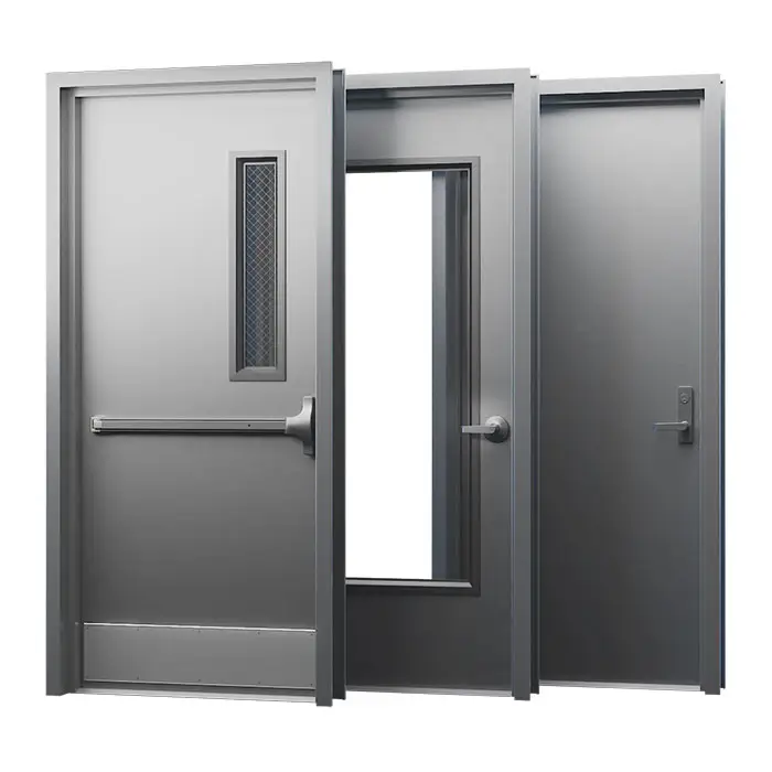 Hollow Metal Steel Door 1.5mm 1.2mm Steel Sheet 180min Fire Rated Door With UL Certificate