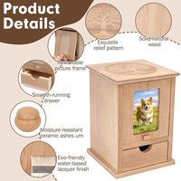 Urne funéraire moderne de luxe en bois écologique pour animaux de compagnie, avec fenêtre magnétique pour photo, tiroir triangulaire, pour cendres de chien et de chat, personnalisable, prix d'usine