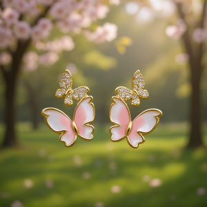 Orecchini Pendenti a Farfalla Dorata da Donna, con Cristalli e Strass, in Lega, Gioielli alla Moda per Feste - Product Image 2