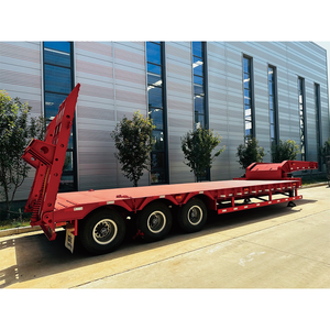 Semi-remorque surbaissée 3 essieux 80 tonnes avec coude pivotant hydraulique détachable, double rampe en acier robuste - Product Image 5