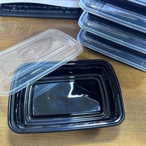 Conteneur alimentaire rectangulaire empilable de 28 oz sans BPA, contenants pour la préparation des repas, contenants en plastique jetables, utilisables au micro-ondes avec couvercle - Product Image 4