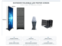 Écran LED pliable d'extérieur IP65, affichage LED portable, signalisation publicitaire numérique pour centre commercial, location pour événements