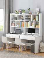 Bureau nordique avec étagère, bureau d'ordinateur blanc, chambre de fille, bureau d'étude simple pour la maison