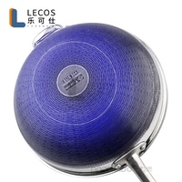 LECOS Meilleure vente Master Chef Home Cooking Sauté Wok Honeycomb Tri Ply Revêtement antiadhésif Wok en acier inoxydable avec couvercle