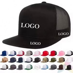 Custom 5 Panel Y-P Ypoong Shape <b>Flat</b> Bill Trucker <b>Hat</b> Cap Structured Custom Mesh Back Snapback <b>Hat</b> 6006 Sport Baseball Cap - Product Image 1