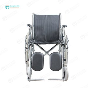 Sedia a Rotelle in Acciaio con Poggiapiedi Elevabile, Ruote Posteriori Solide da 24 Pollici, Pieghevole, Manuale, per Assistenza Domiciliare di Adulti Disabili - Product Image 3