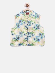 Conjunto Étnico para Niñas con Blusa Bordada con Volantes y Pantalones Palazzo Estampados en Blanco y Azul (0-6 Meses a 14 Años) - Product Image 3