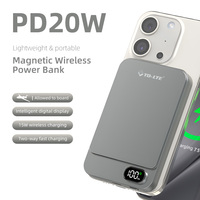 Chargeur portable mini d'usine 5000 mAh Li-Polymère en alliage d'aluminium, batterie externe à chargement magnétique sans fil, affichage LED, charge rapide
