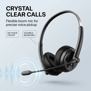 Casque filaire supra-auriculaire avec micro, son stéréo, pilote dynamique, Plug & Play pour PC, téléphone, ordinateur portable, tablettes, plastique noir - Product Image 5