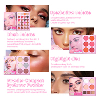 Ensemble de maquillage professionnel 24 fards à paupières, 6 rouges à joues, 6 illuminateurs, 4 poudres compactes, 3 poudres à sourcils, quatre couches, 70g