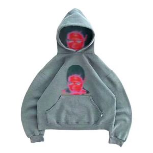 OEM High Quality Vintage Washed Cropped Cotton French Terry <b>Hoodie</b> Custom Printing Heavyweight Men <b>Hoodie</b> - Product Image 2