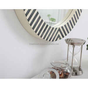 Modern Resin Inlay <b>White</b> <b>Mirror</b> Frame Round Design Eco-Friendly Customizable Size & Color High Quality Home & Office Wall Decor - Product Image 2
