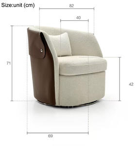 <b>Light</b> Luxury Leather Minimalist Tufted Swivel Chair with Metal Legs-Home & Office Living Room Furniture Single Sofa Chair - Product Image 6