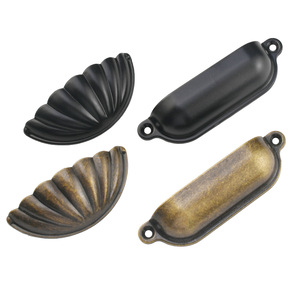 Retro Drawer Handles Zinc Alloy Shell Shape 100mm Antique Bronze <b>Black</b> Chinese Style Furniture Hardware - Product Image 5