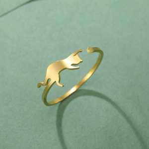 Wholesale Cute <strong>Cat</strong> Shape Open <strong>Rings</strong> for Women Trendy Pet Animal Adjustable <strong>Rings</strong> Stainless Steel Jewelry Gift - Product Image 1