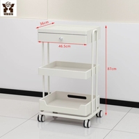 Chariot de rangement roulant moderne à 3 niveaux et 4 roues avec tiroirs, blanc, pour salon de beauté, clinique, salon, école