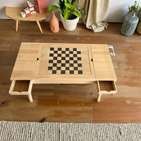 Jeu d'échecs en bambou pour enfants, table et chaise avec couleur et taille personnalisables, table de jeu
