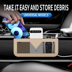 Sac de rangement pour voiture avec support de téléphone, pochette adhésive en cuir, étui suspendu - Product Image 5
