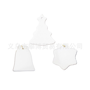 Ornements de Noël en céramique, forme cœur, étoile, cercle, imprimés en couleur, décorations suspendues pour sapin de Noël - Product Image 5