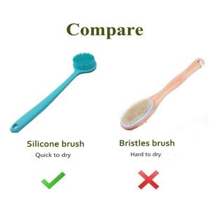 Système de brossage exfoliant pour la peau, brosse de douche en silicone à long manche pour le gommage corporel - Écologique, durable, compatible avec les prises Za/US - Product Image 5