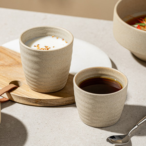 Hot Selling No Handle Pottery Coffee Mug Natural Clay Color Tea <b>Cup</b> Ceramic Latte <b>Espresso</b> <b>Cup</b> - Product Image 2