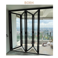 Porte pliante en verre de conception nouvelle, résistante au vent et à l'eau, robuste, pour terrasse, balcon, cour