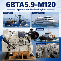 Motor Diésel Marino SCDC DCEC Cum 6B 6BT 6BTA5.9 de Fábrica, 120hp 2200rpm, Regulador Mecánico para Barcos de Pesca y Buques de Carga