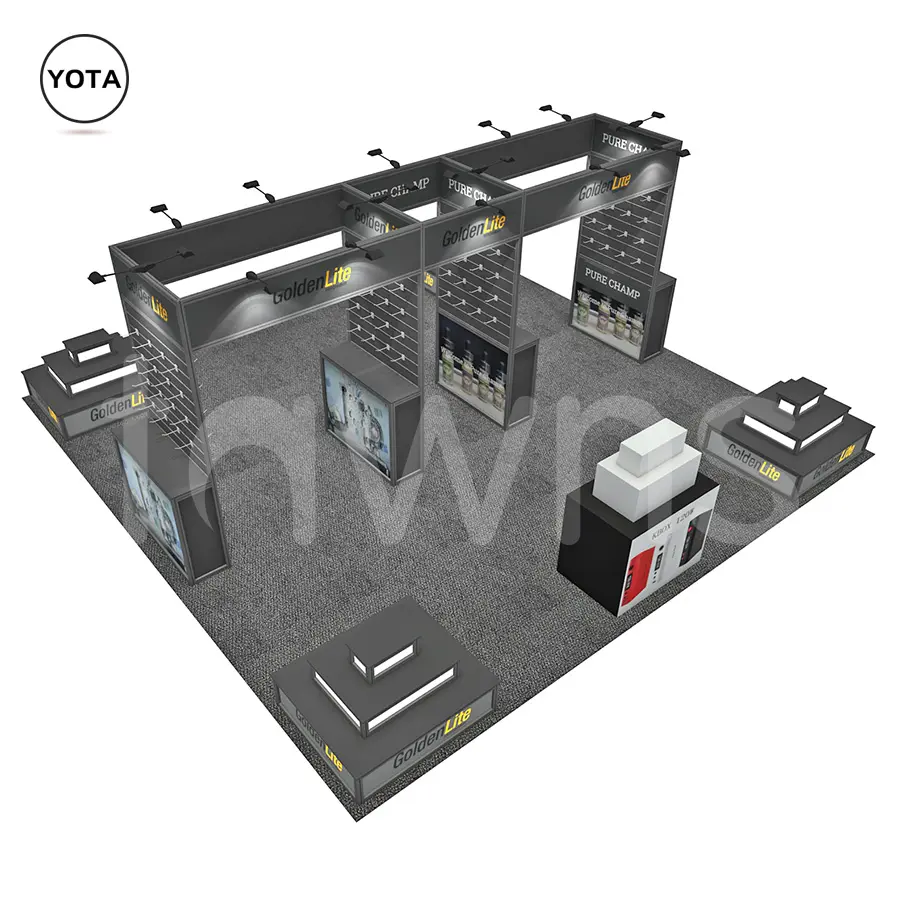 Tawns Modular Expandable Trade Show Booth 20x20 Exhibit Display Stand 6x6 Portable Exhibition Booth with Display Racks