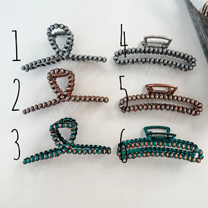 Custom 2024 <span class=keywords><strong>Western</strong></span> <span class=keywords><strong>Hair</strong></span> Clip Claw 4mm Navajo Pearl Bead <span class=keywords><strong>Clips</strong></span> para mujer regalo - Product Image 6