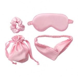 4Pcs Silk Satin Scrunchies Sleeping <b>Eye</b> Comfortable Sleep <b>Mask</b> Hairband Blindfold Set for Travel Gift - Product Image 4