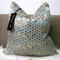 Housse de coussin décorative de luxe personnalisable en jacquard argenté, or et noir pour canapé de maison