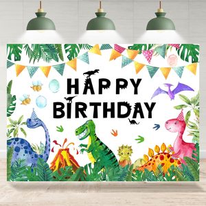 7x5ft ธีมป่าซาฟารีที่กำหนดเองฉากหลังงานเลี้ยงวันเกิดการ์ตูนไดโนเสาร์ในบูธภาพถ่าย - Product Image 4