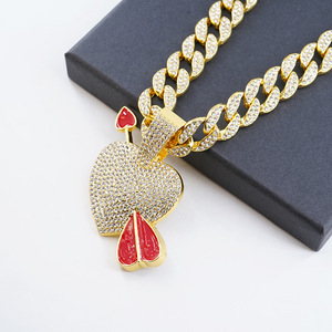 Accesorios Hip Hop, Cadena Cubana con Diamantes, Collar con Colgante <span class=keywords><strong>de</strong></span> Corazón, Accesorios <span class=keywords><strong>de</strong></span> Moda para Hombre - Product Image 3