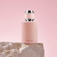 Bouteille de parfum de luxe en verre rose mat de 50ml cylindre rond vide avec pulvérisateur à pompe et bouchon