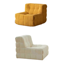 Fauteuil convertible moderne en tissu capitonné, une place, accoudoirs rembourrés, forme carrée, mobilier de salon, options jaune et beige
