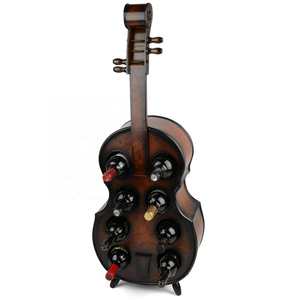 حامل نبيذ خشبي قائم بذاته بتصميم خشب البلوط، يتسع لـ 8 زجاجات، مناسب لتخزين آلات الفلوين وآلات السيلو - Product Image 1