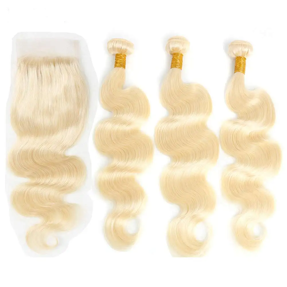 613 Bundles With HD lace Frontal Closure for black women Wholesale 613 Blonde Hair Weave Bundles Virgin Brazilian Human Hair