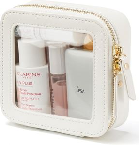 Small Cosmetic <b>Bag</b> for Purse Mini Makeup <b>Bag</b> Cute Clear <b>Make</b> <b>up</b> Pouch for Travel Leather White <b>Make</b> <b>up</b> - Product Image 1