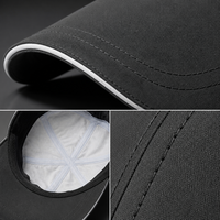 Casquette de course professionnelle noire à bord sans couture, bordure sandwich blanche, en polyester imperméable, chapeau de sport ajustable, vente en gros