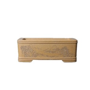 Pot à bonsaï Zisha rectangulaire miniature fait à la main et sculpté par l'artiste Zhang Kelei Yixing - Product Image 5