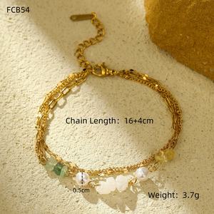 Set di Bracciali Estivi Multistrato Bohémien in Acciaio Inossidabile Placcato Oro con Perline in Pietra Naturale e Ciondoli a Cuore e Sole - Product Image 6