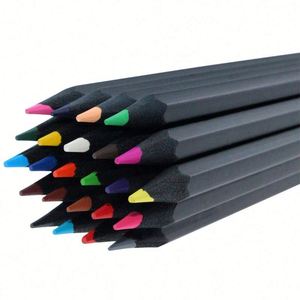 Crayons de couleur écologiques en bois noir, 12 couleurs, pour adultes, coloriage, gribouillage, dessin, peinture, esquisse pour enfants - Product Image 2