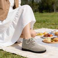 Bottes Chukka à lacets en daim gris clair personnalisées pour enfants, chaussures de marche à semelle souple pour tout-petits garçons et filles, toutes saisons