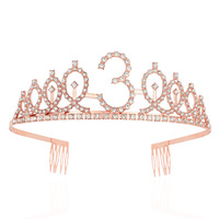 Ensemble d'accessoires pour cheveux pour anniversaire de 1 an, style européen-américain, avec couronne numérique, ceinture d'étiquette en strass et en alliage
