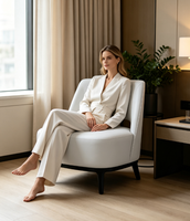 Fauteuil de salon individuel en tissu haut de gamme avec dossier ajouré, chaise personnalisée pour hôtel, réunion d'affaires, fourniture FF&E