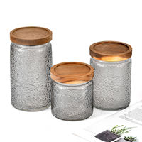 Bocal de conservation en verre borosilicate à faible MOQ avec couvercle en liège, rond et carré, 500-1000 ml, récipient alimentaire hermétique pour la cuisine
